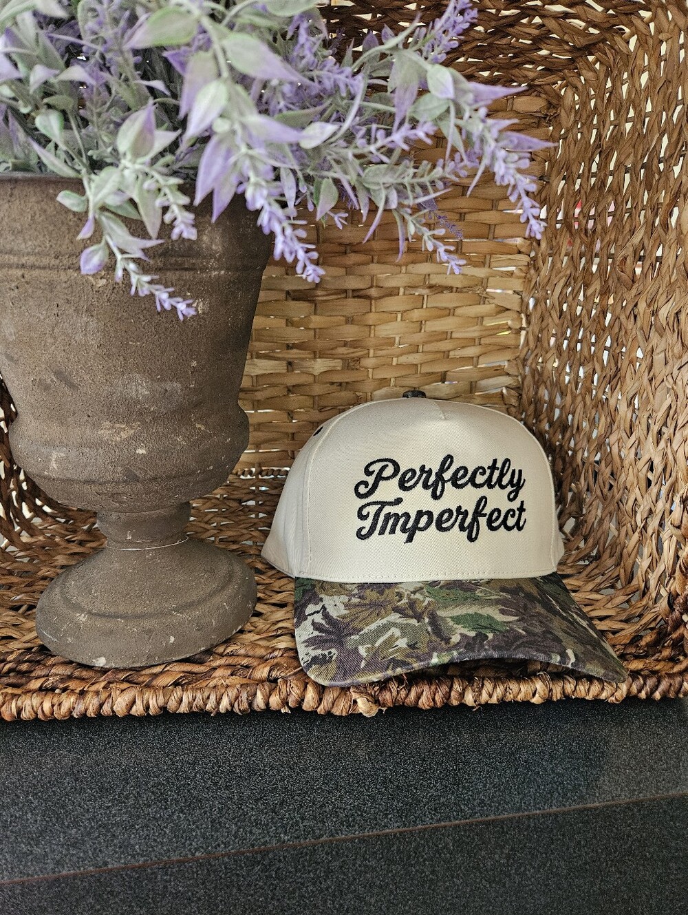 Perfectly Imperfect Ivory and Camouflage Cap
